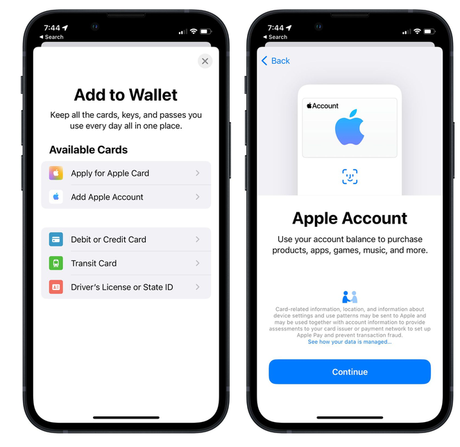 澄城苹果手机维修分享iOS 15.5钱包App如何添加 Apple 账户 